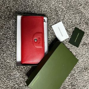 Red Longchamp Quarter-Zip Wallet